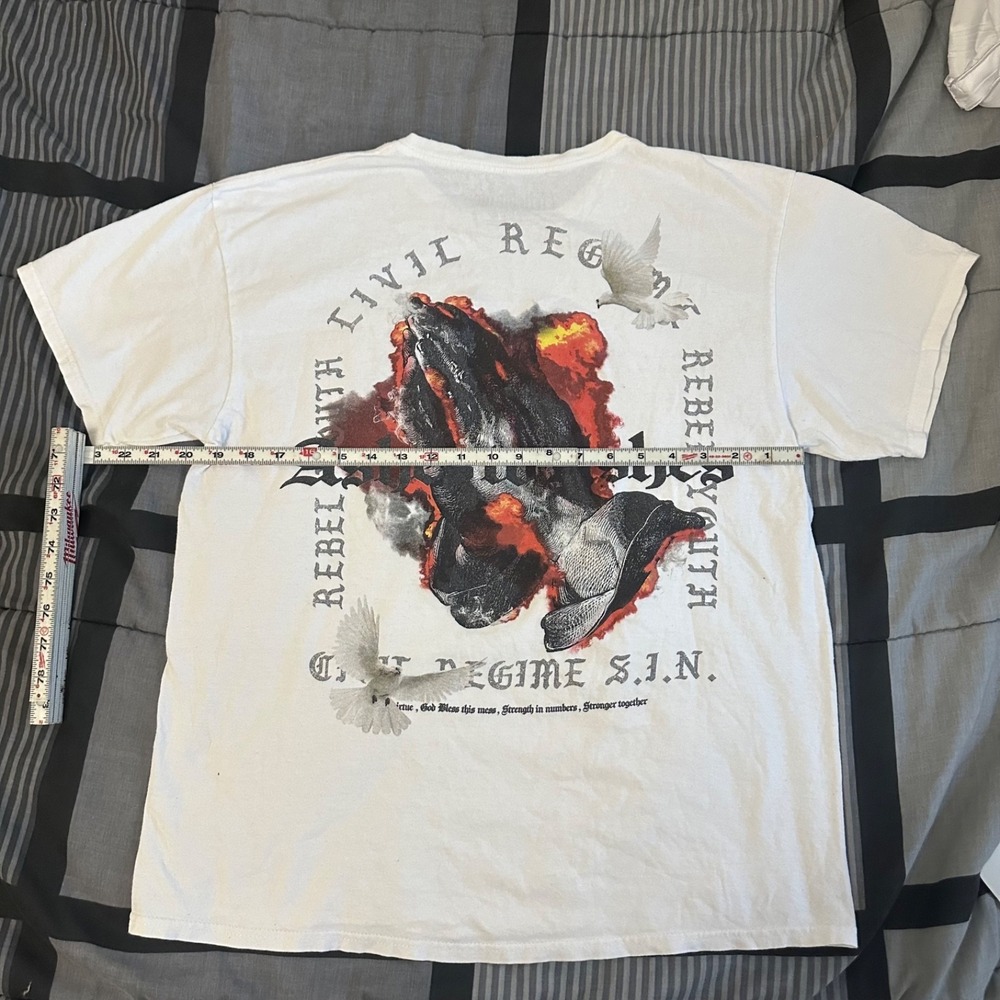 White Civil Regime cotton t-shirt with graphics size Large